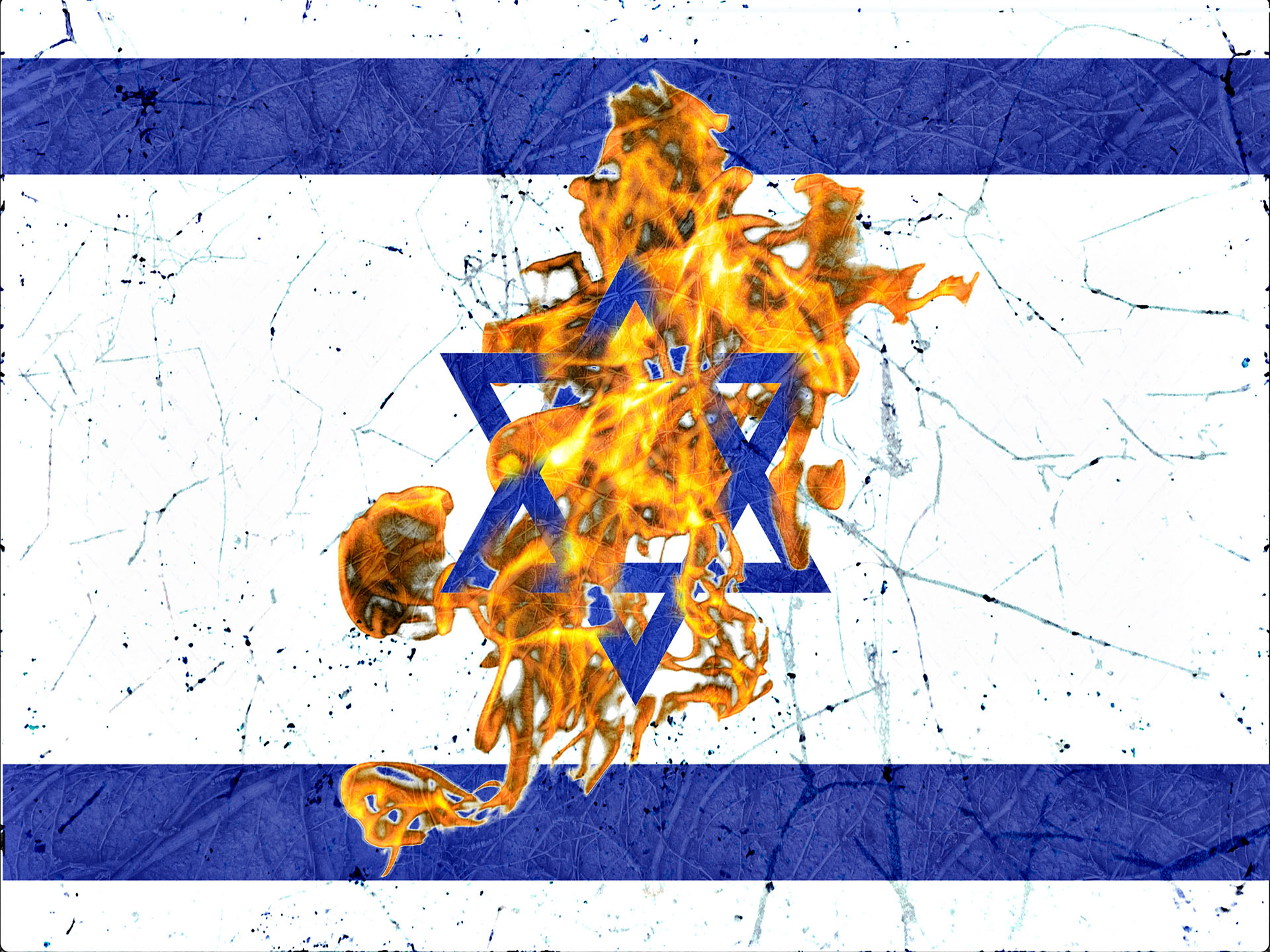 Brennende israelische Fahne